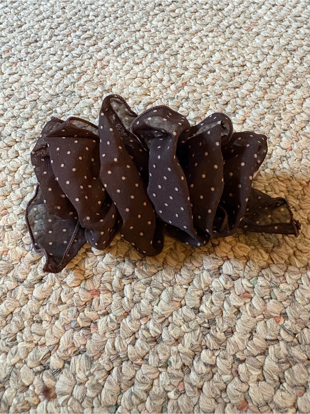 Kitsch Brown Polka Dot Ruffle Barrette